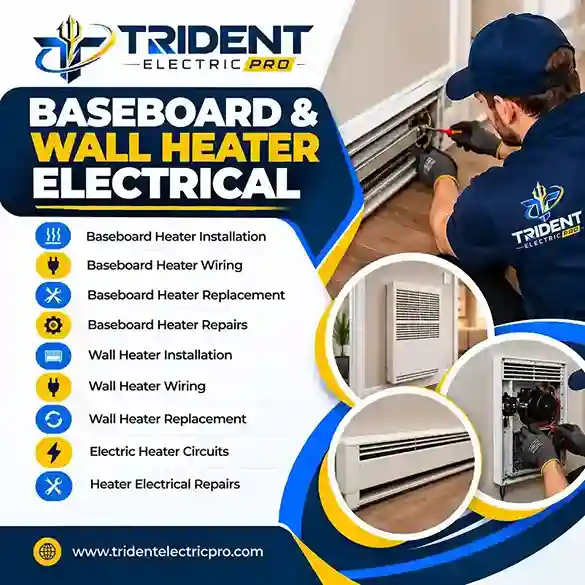 Baseboard and wall heater electrical services graphic
